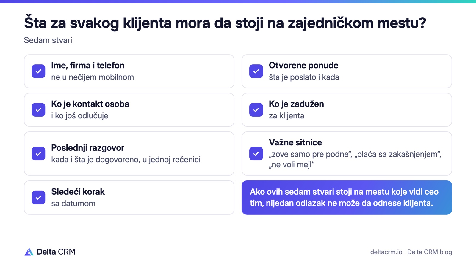 Šta za svakog klijenta mora da stoji na zajedničkom mestu: sedam stvari.